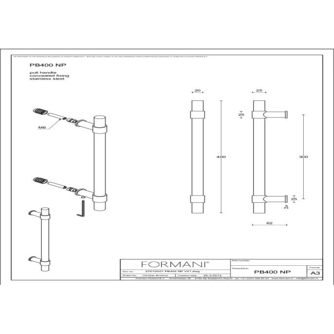 Formani | PB400 NP | Deurgreep | PVD mat zwart