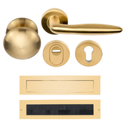 Formani | Complete Voordeurset | knop/kruk | Mat Goud PVD LB18H | SKG3 - Deurbeslag-expert