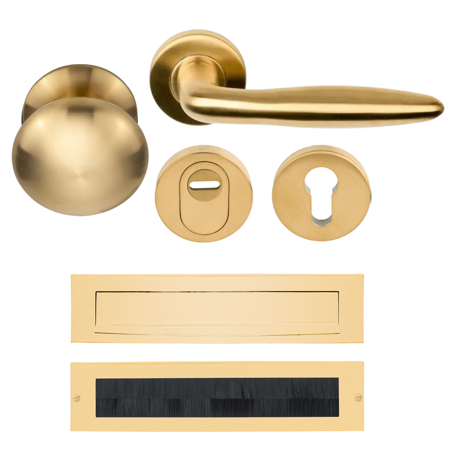 Formani | Complete Voordeurset | knop/kruk | Mat Goud PVD LB18H | SKG3 - Deurbeslag-expert
