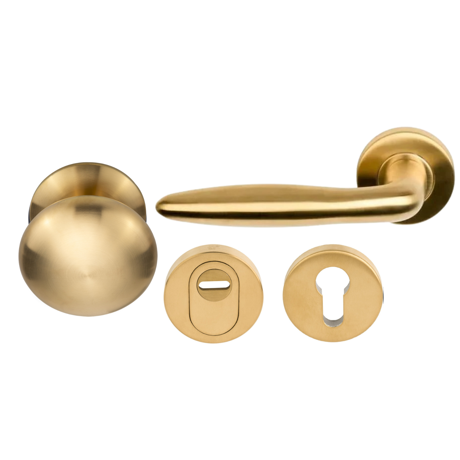 Formani | Voordeurset | knop/kruk | Mat Goud PVD | SKG3 | LB18H - Deurbeslag-expert