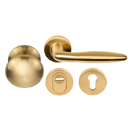 Formani | Voordeurset | knop/kruk | Mat Goud PVD | SKG3 | LB18H - Deurbeslag-expert