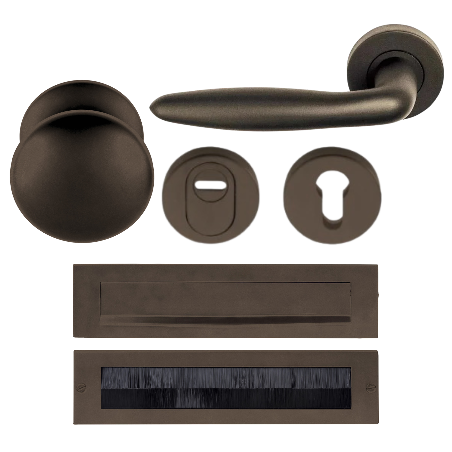 Formani | Complete Voordeurset | knop/kruk | Brons | SKG3 | LB18H - Deurbeslag-expert