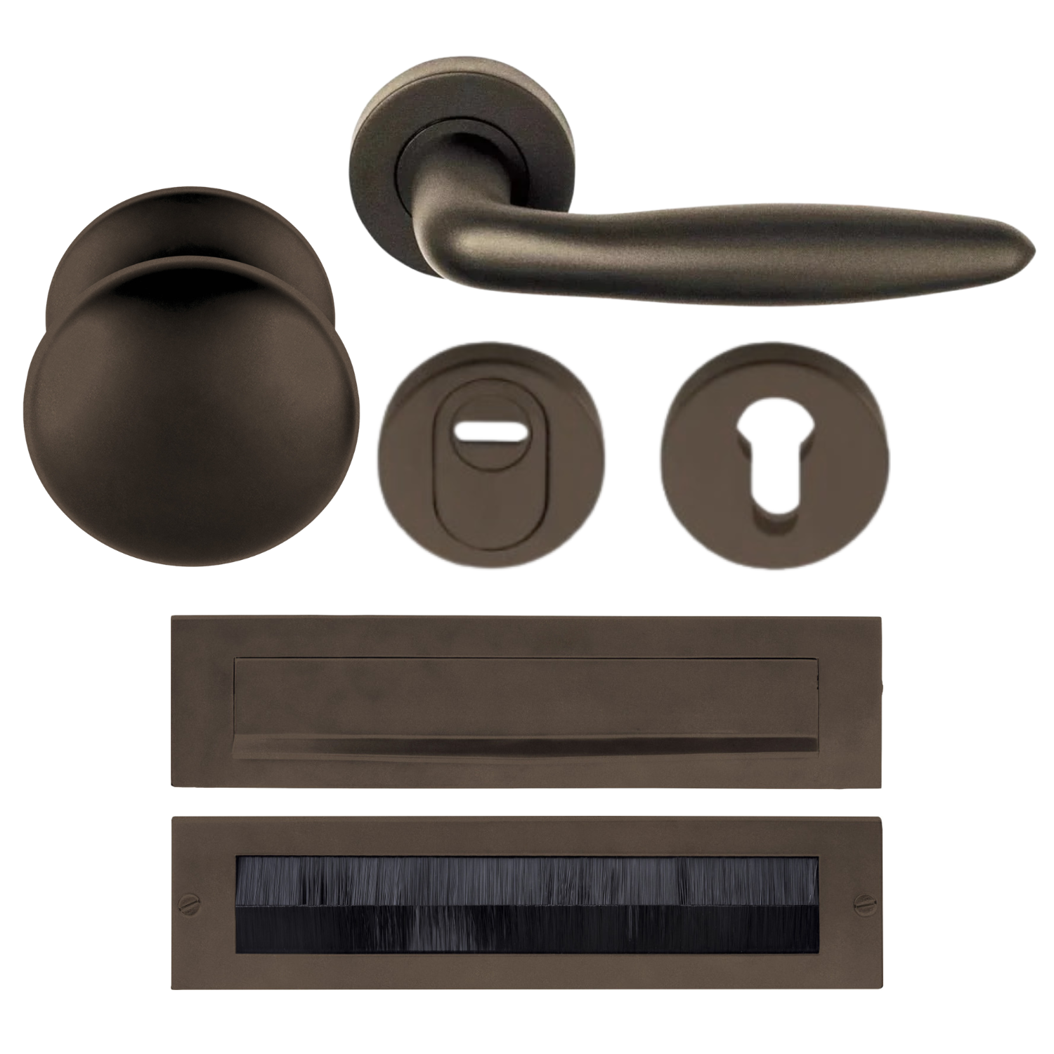 Formani | Complete Voordeurset | knop/kruk | Brons | SKG3 | LB18H - Deurbeslag-expert
