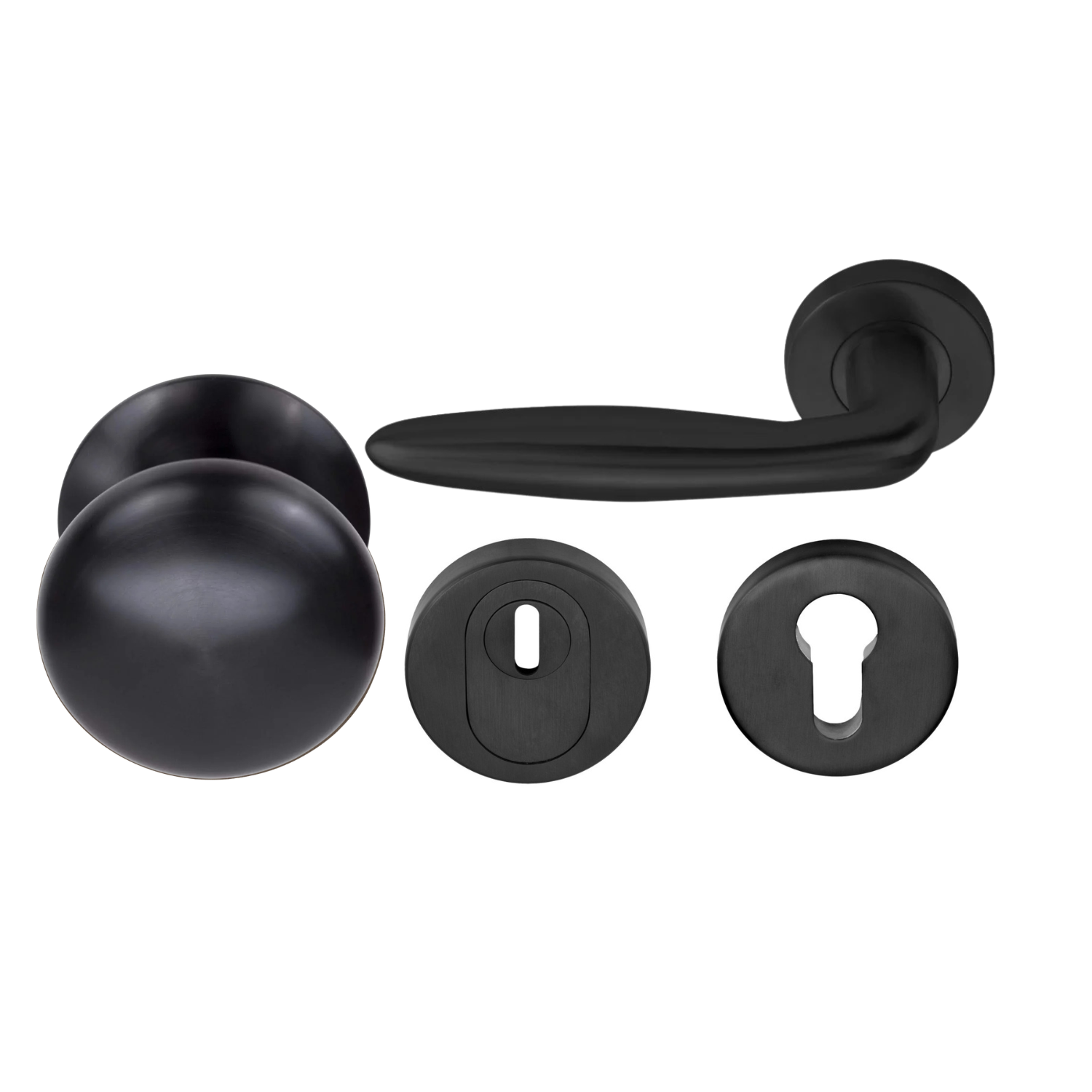 Formani | Voordeurset | knop/kruk | Zwart PVD | SKG3 | LB18H - Deurbeslag-expert