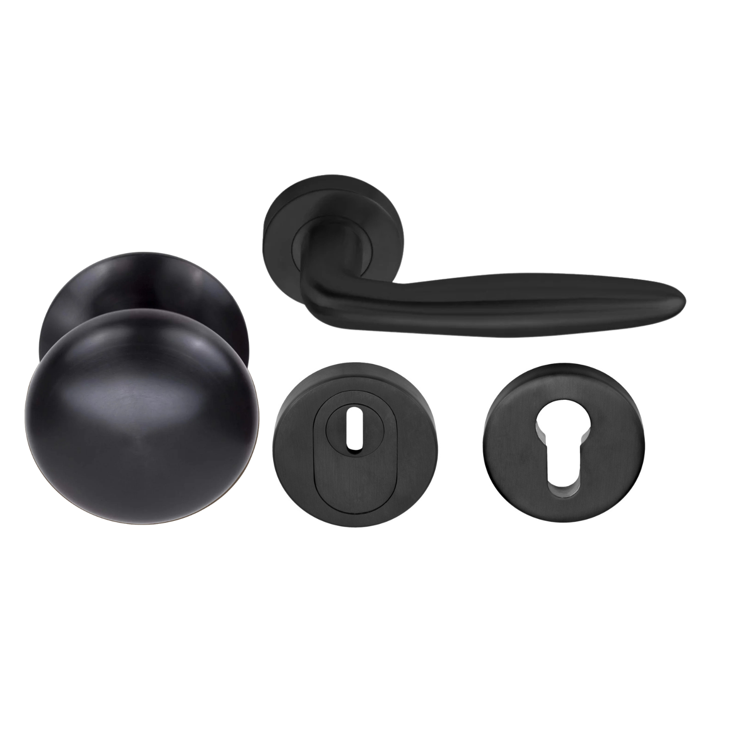Formani | Voordeurset | knop/kruk | Zwart PVD | SKG3 | LB18H - Deurbeslag-expert