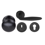 Formani | Voordeurset | knop/kruk | Zwart PVD | SKG3 | LB18H - Deurbeslag-expert