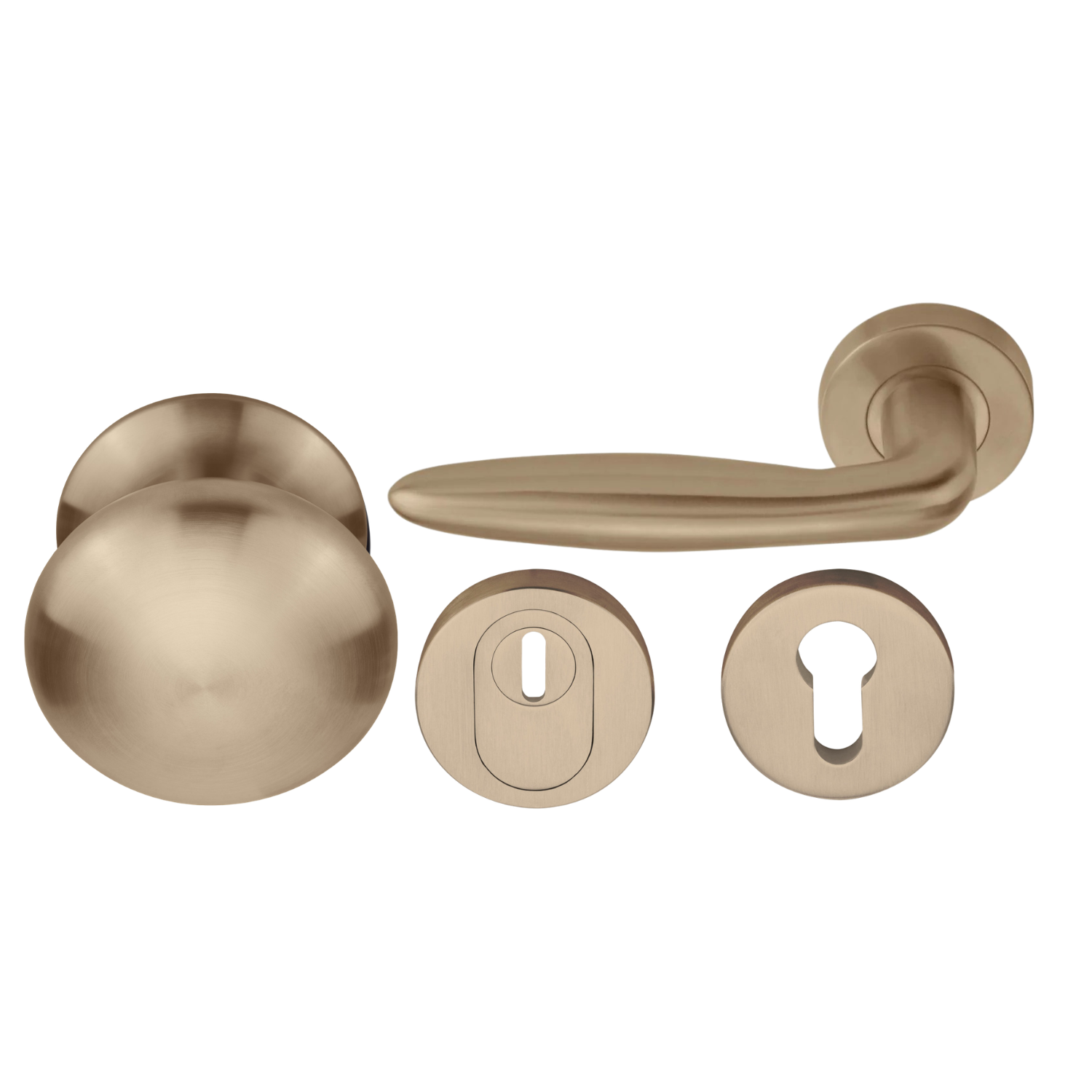 Formani | Voordeurset | knop/kruk | Licht Brons PVD | SKG3 | LB18H - Deurbeslag-expert
