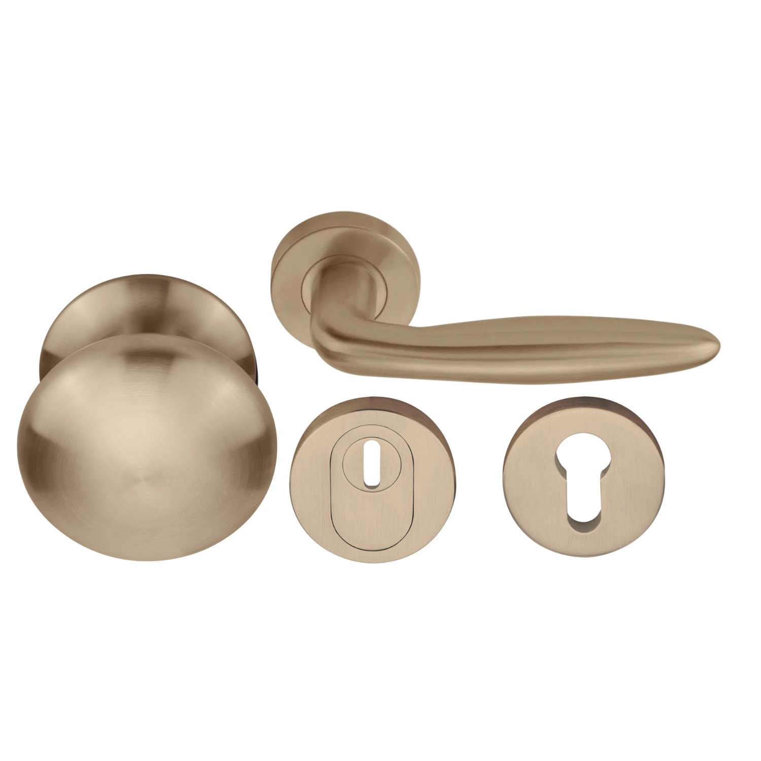 Formani | Voordeurset | knop/kruk | Licht Brons PVD | SKG3 | LB18H - Deurbeslag-expert