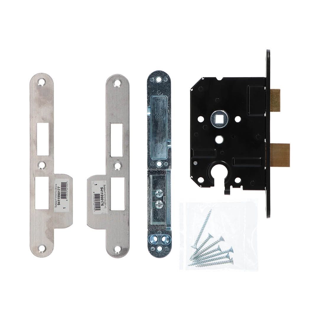 Boven aanzicht Nemef 4119/27 Deurslot met alle bijgeleverde montage spullen