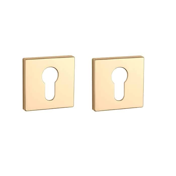 Aprile | Premium Cilinderrozet | 52x52x7mm | Vierkant | Goud gepolijst PVD - Deurbeslag-expert