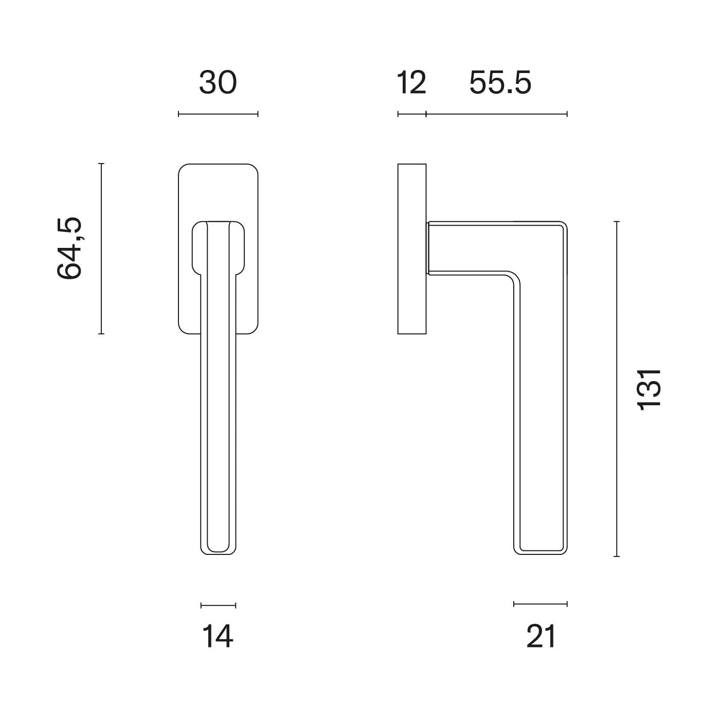 Technische tekening Stile Arta raamkruk