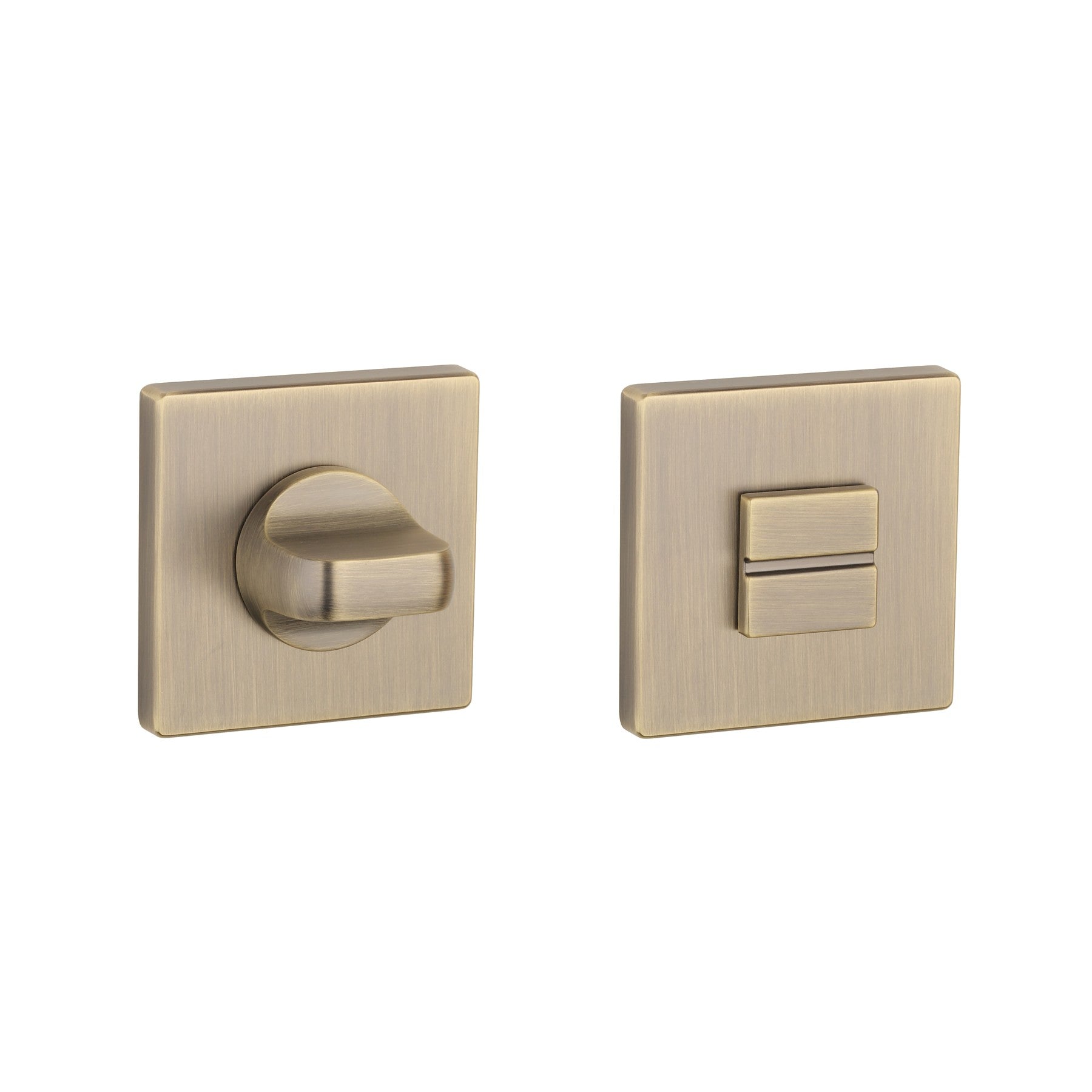 Aprile | Premium WC-garnituur | 52x52x7mm | Vierkant afgerond | Antiek messing - Deurbeslag-expert