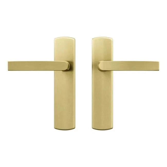 AXA Binnendeurbeslag Curve Klik kruk Goud – Deurkruk op blind schild