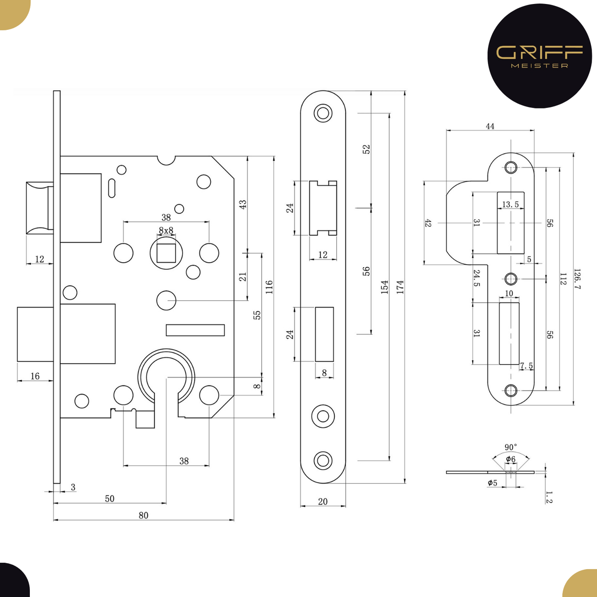 Griff Meister Insteekslot Dag- en nachtslot (PC55) RVS – afbeelding 3
