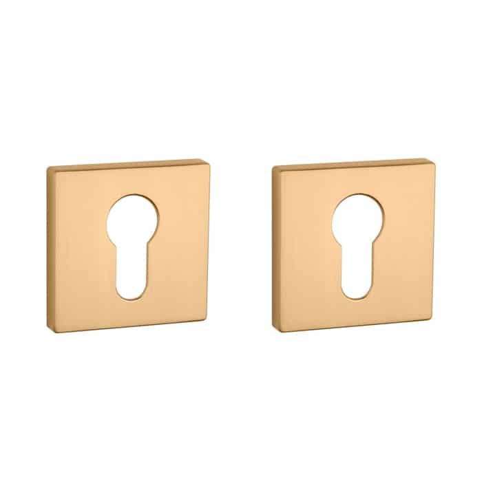 Aprile Premium profielcilinderrozet vierkant 52 x 52 mm goud mat – vooraanzicht