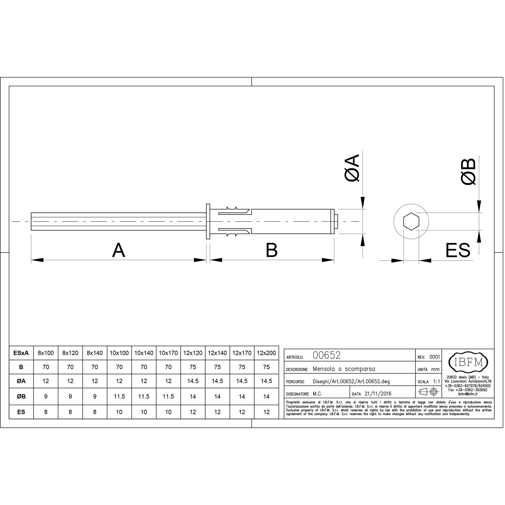 DX Blinde plankdrager / Ø8x100mm / keilbout verzinkt - Deurbeslag-expert