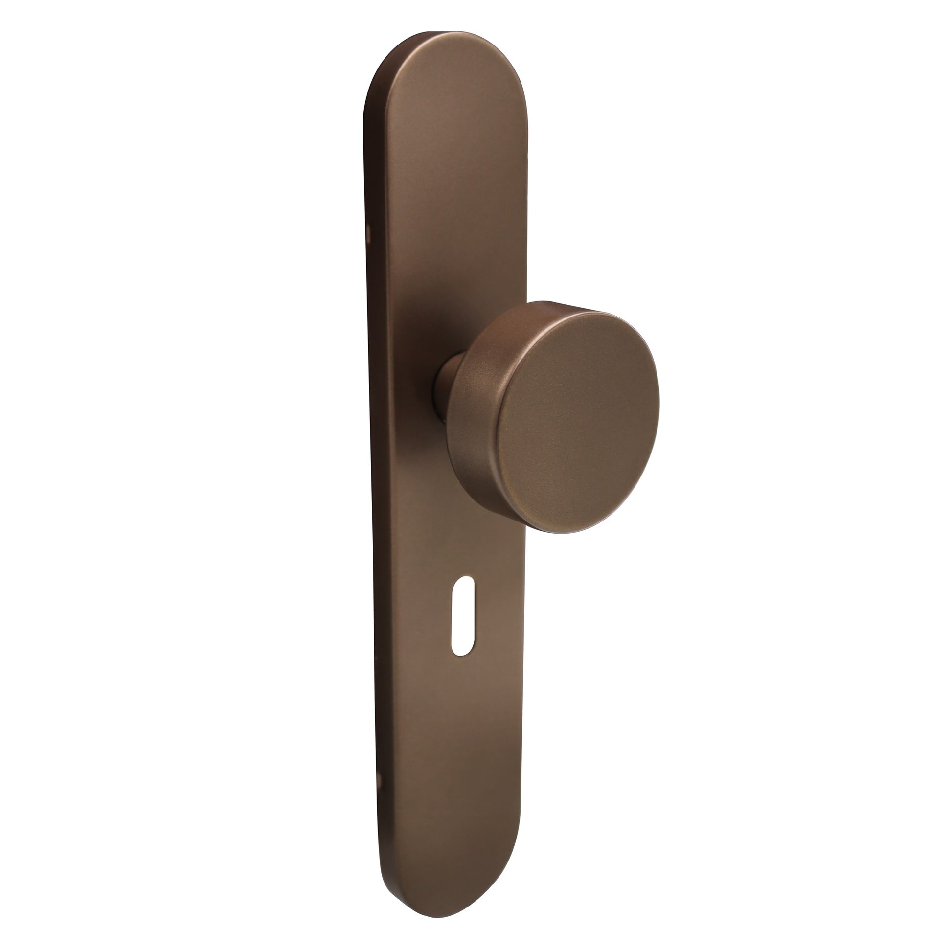 Griff Meister deurknop op ovaal schild 245x45x10mm - brons - sleutelgat 56mm