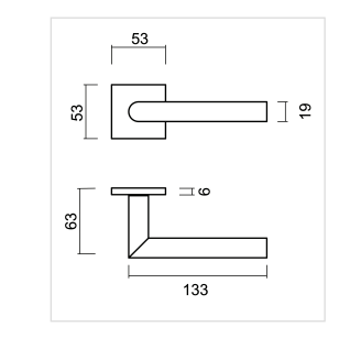 HDD Pro DEURKRUK PRO FLAT SQUARE I SHAPE 19MM INOX PLUS - Deurbeslag-expert