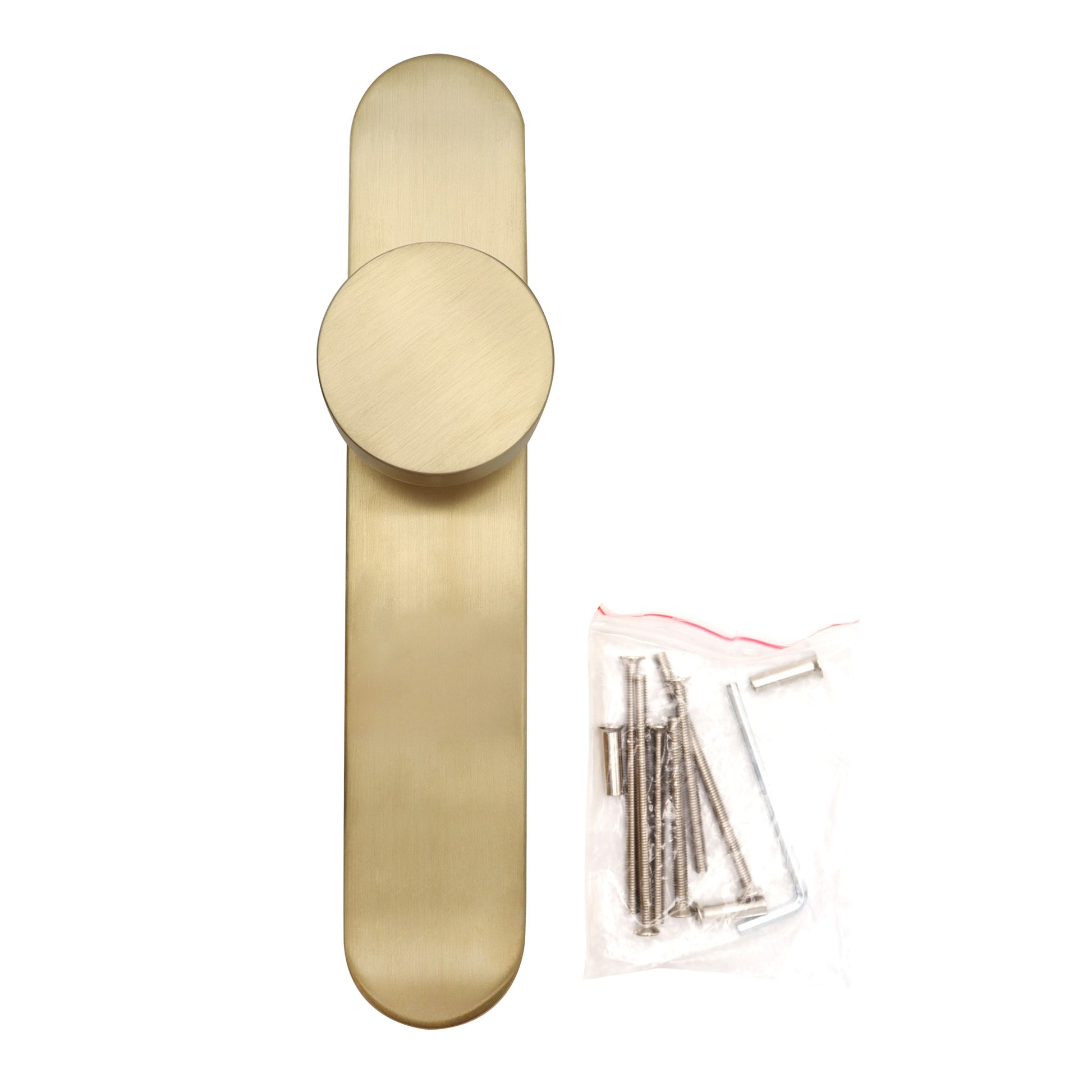 Griff Meister deurknop op ovaal schild 245x45x10mm - champagne PVD - blind (detailweergave)