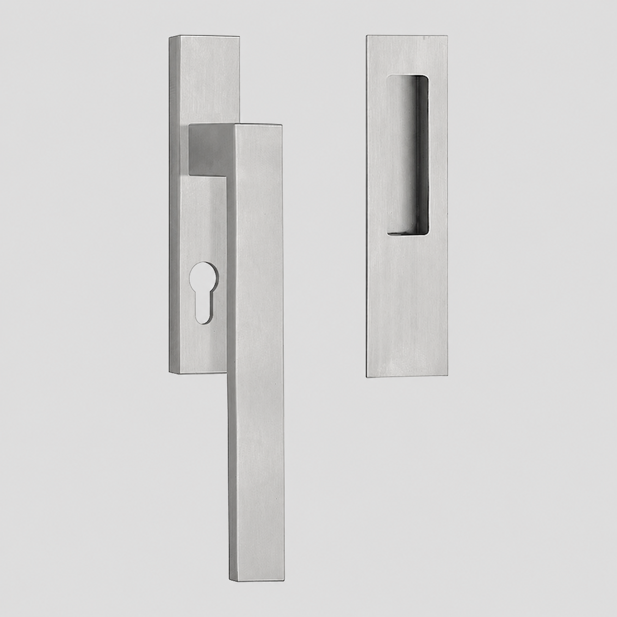 Formani | LSQ231 | SQUARE | Massief | Hefschuifdeurbeslag kruk/kom | Mat RVS