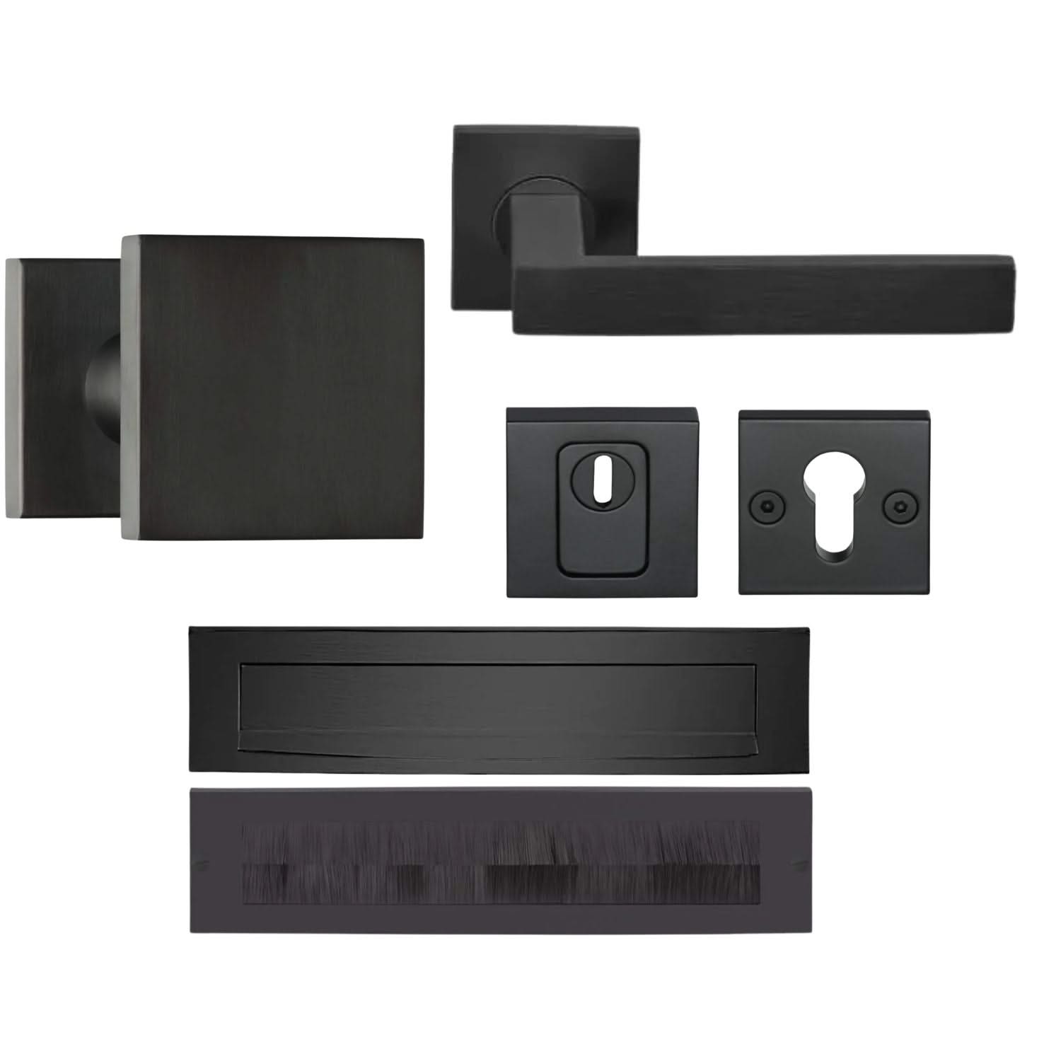 Formani | Complete Voordeurset | knop/kruk | Zwart PVD BSQ2 | SKG3 - Deurbeslag-expert