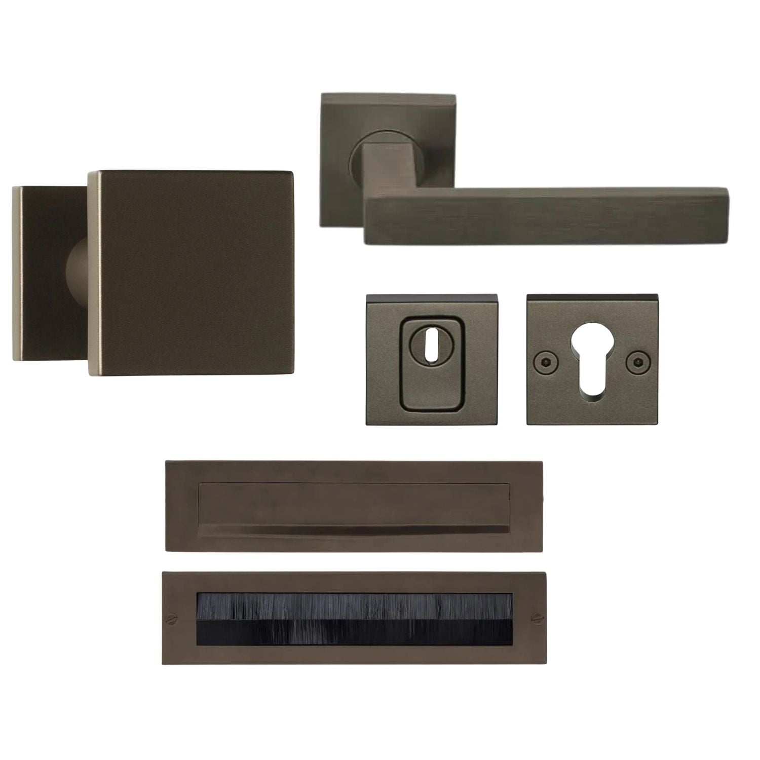 Formani | Complete Voordeurset | knop/kruk | Brons BSQ2 | SKG3 - Deurbeslag-expert