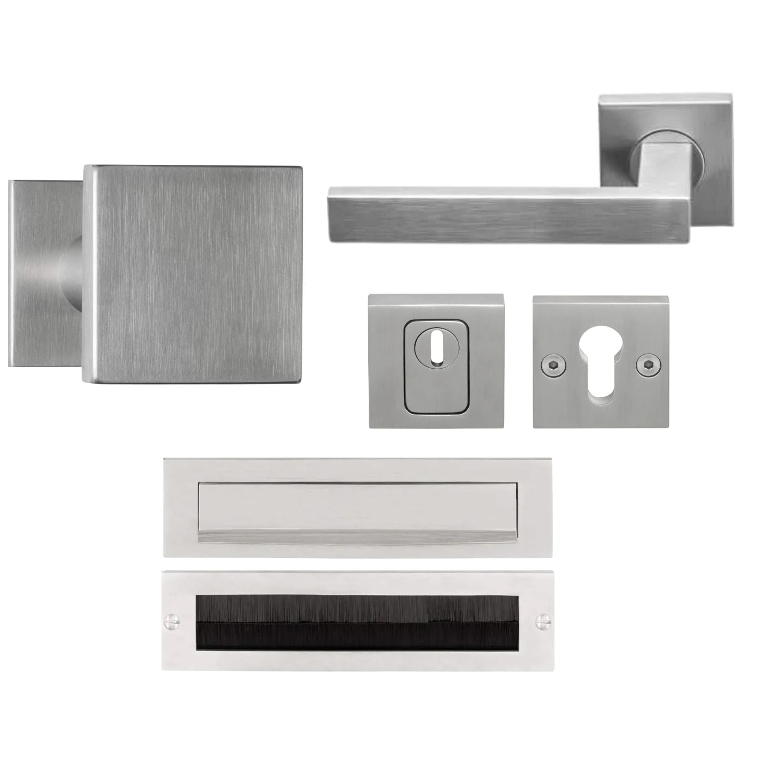 Formani | Complete Voordeurset | knop/kruk | RVS Geborsteld BSQ2 | SKG3 - Deurbeslag-expert