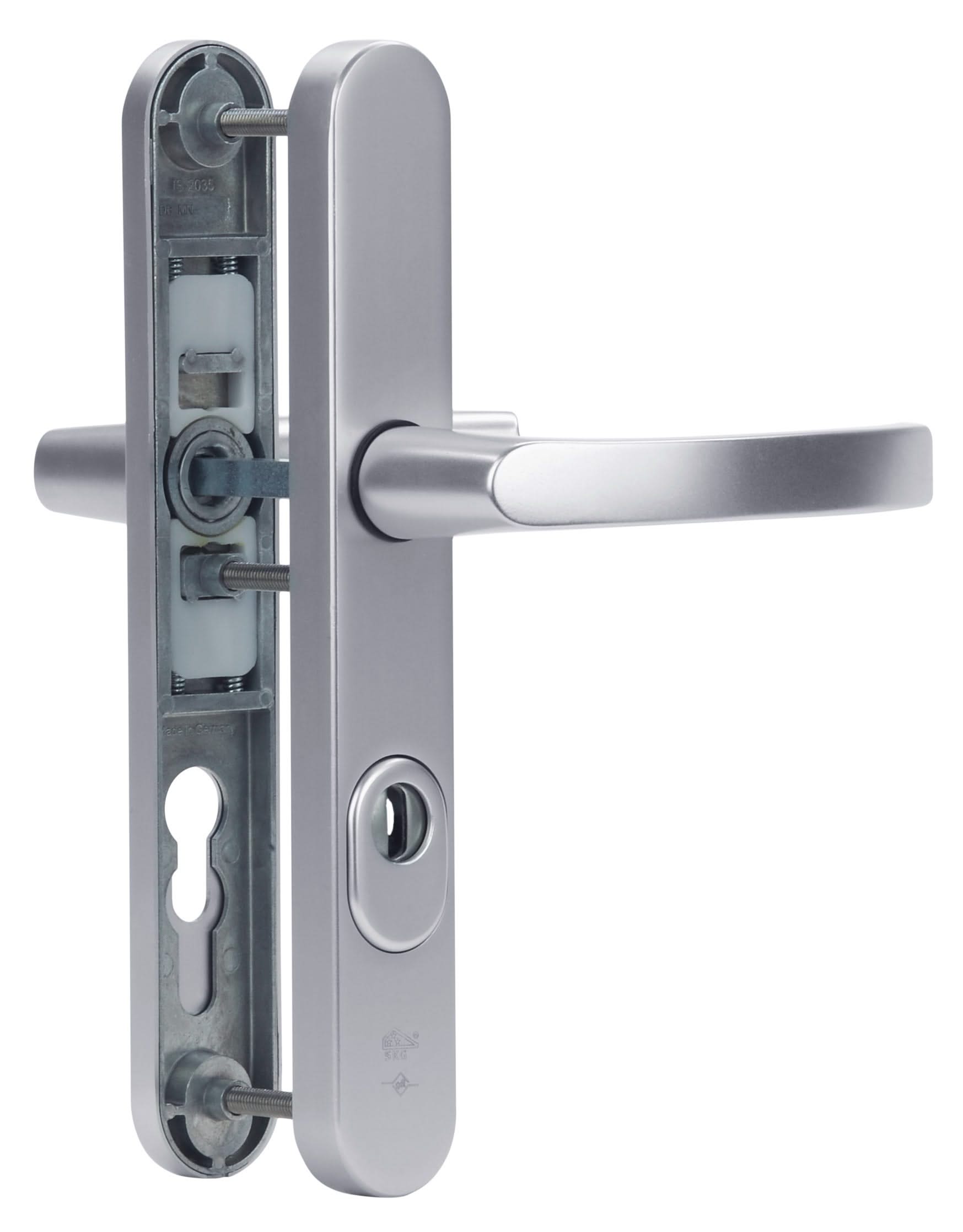 Dieckmann Kronos smaldeur achterdeurbeslag met aan 2 zijden een kruk en afgerond schild D2000/045 - Deurbeslag-expert