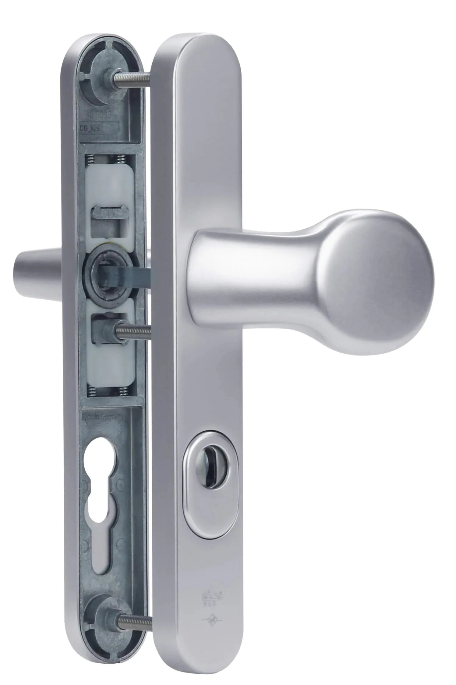 Dieckmann Kronos smaldeur voordeurbeslag met vaste greep en afgerond schild  D2000/K2/045 - Deurbeslag-expert