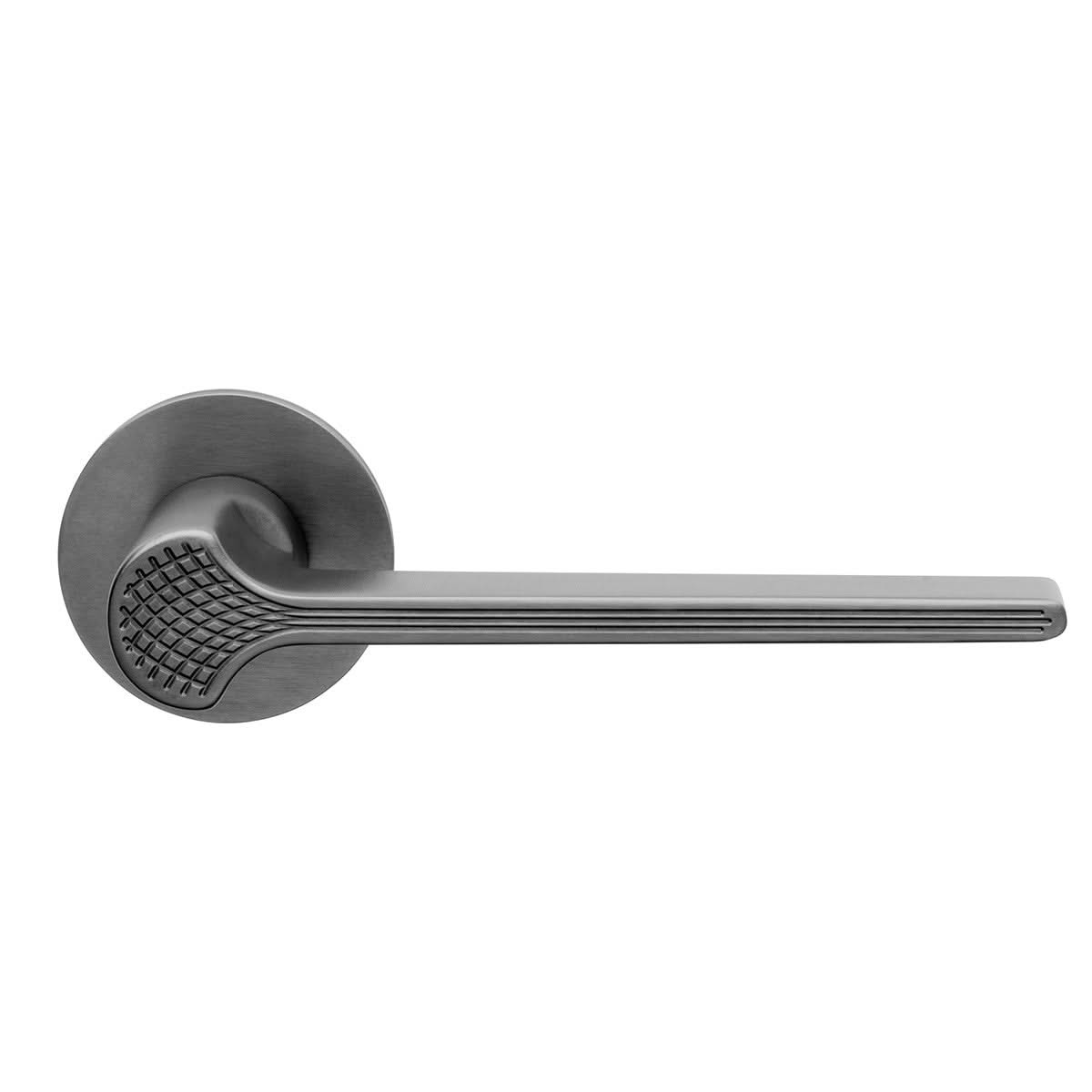 DND | Deurkruk | GINKGO BILOBA RR FI | Gun Metal PVD | Rond Rozet - Deurbeslag-expert