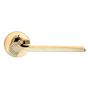 DND | Deurkruk | Ginkgo Biloba RR FI | Bright Goud PVD | Rond Rozet - Deurbeslag-expert