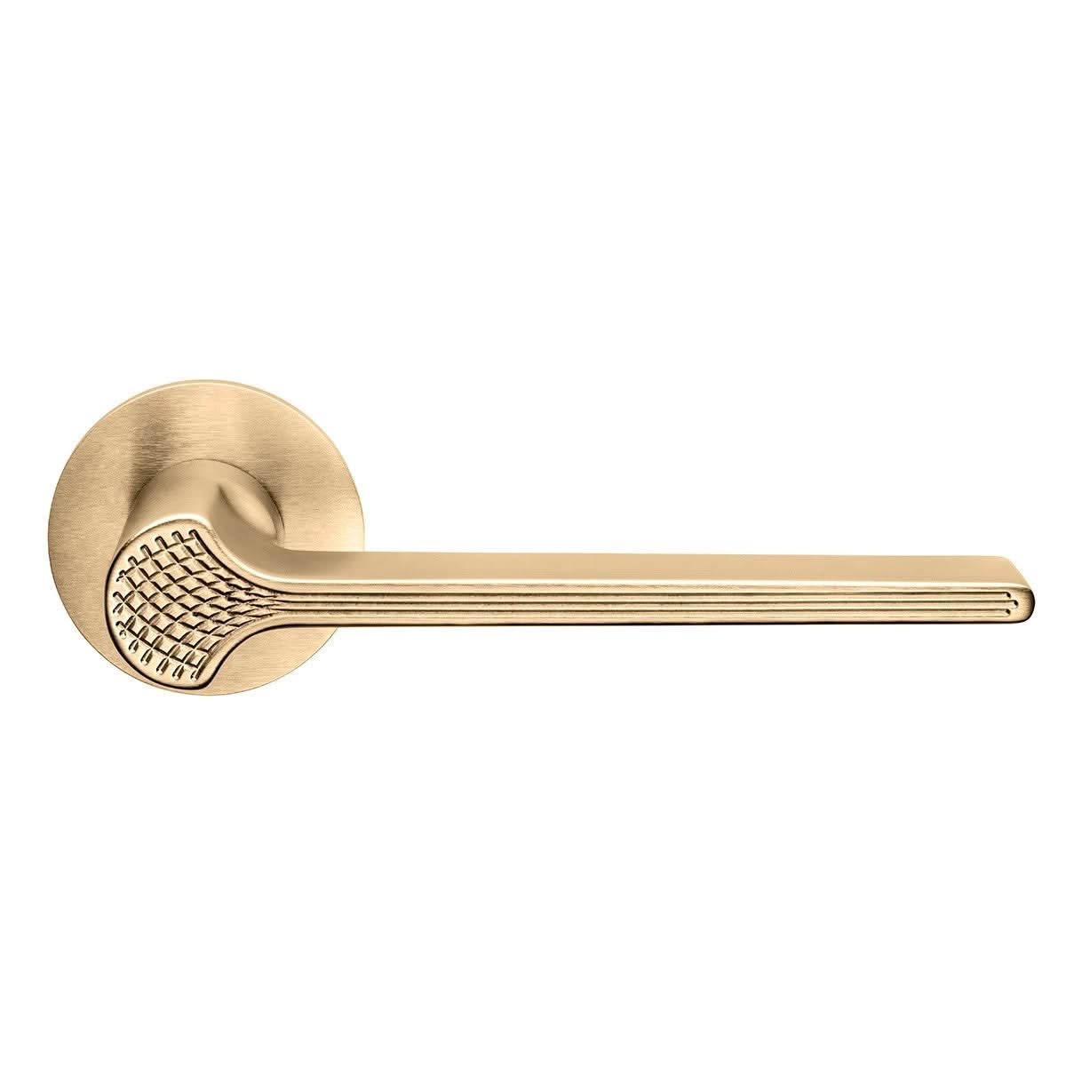 DND | Deurkruk | Ginkgo Biloba RR FI | Warm Goud PVD | Rond Rozet - Deurbeslag-expert