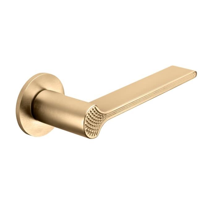 DND | Deurkruk | Ginkgo Biloba RR FI | Warm Goud PVD | Rond Rozet - Deurbeslag-expert