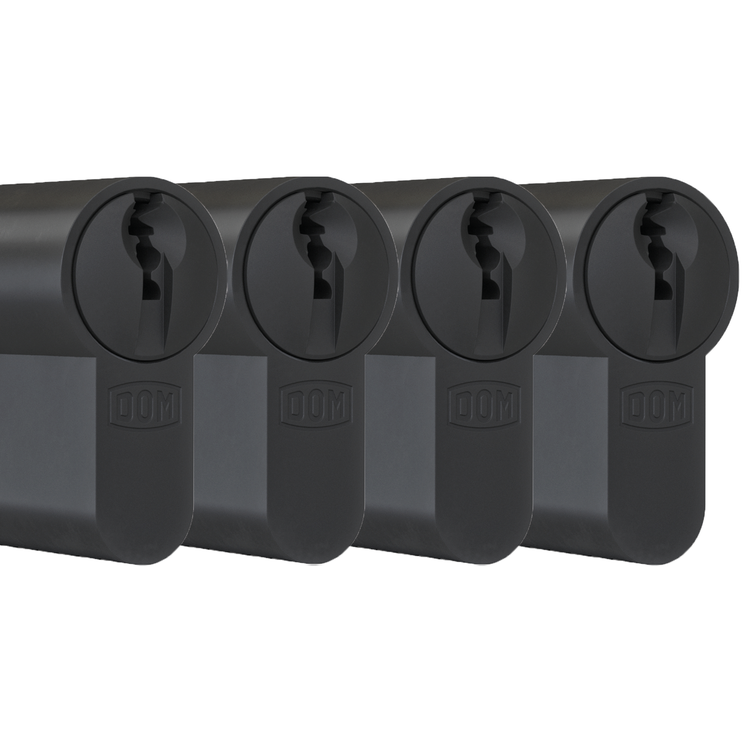 DOM plura cilinders zwart 4 gelijksluitende