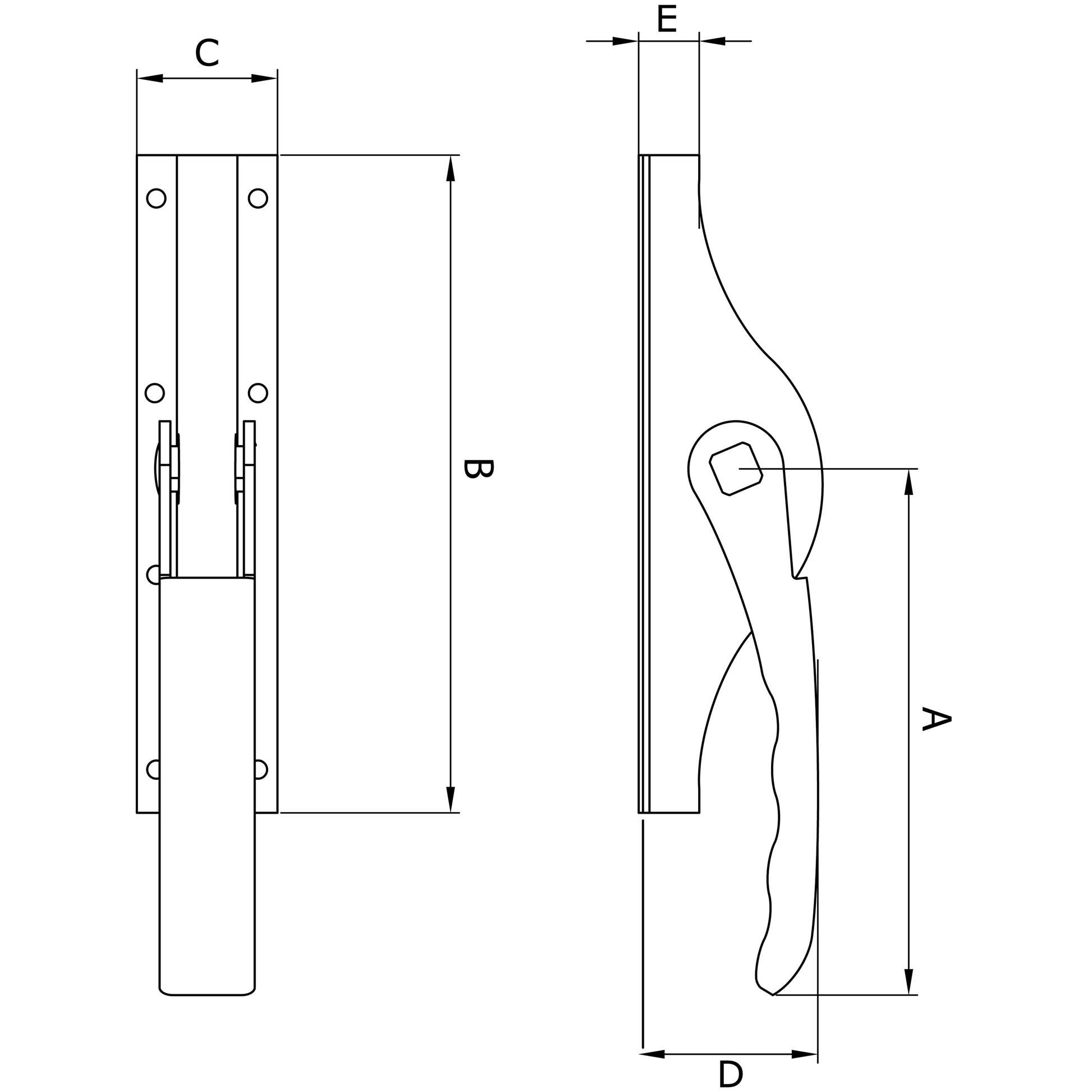 DX Pompespagnolet 13 mm staal verzinkt - Deurbeslag-expert