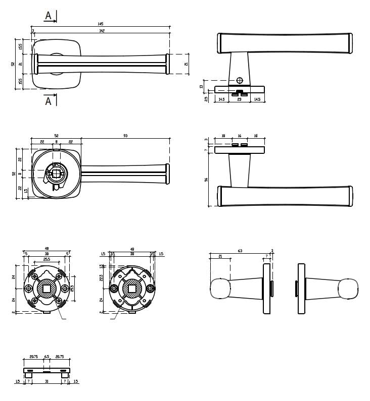 Davidia afgerond deurkruk blueprint