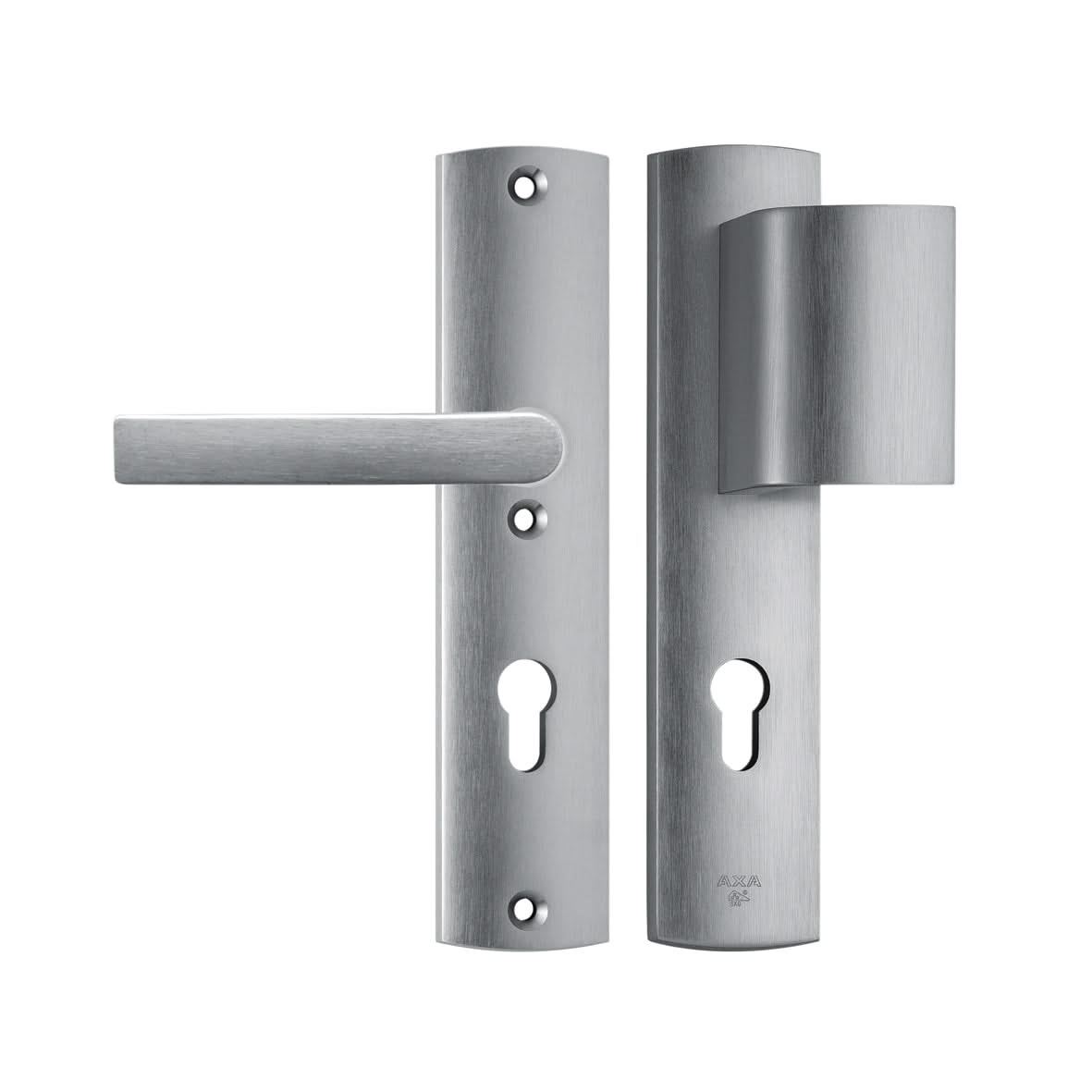 AXA | Veiligheidsbeslag Curve duwer+krukBlok | PC72 | Omkeerbaar | 242x52x13 | Alu | SKG3