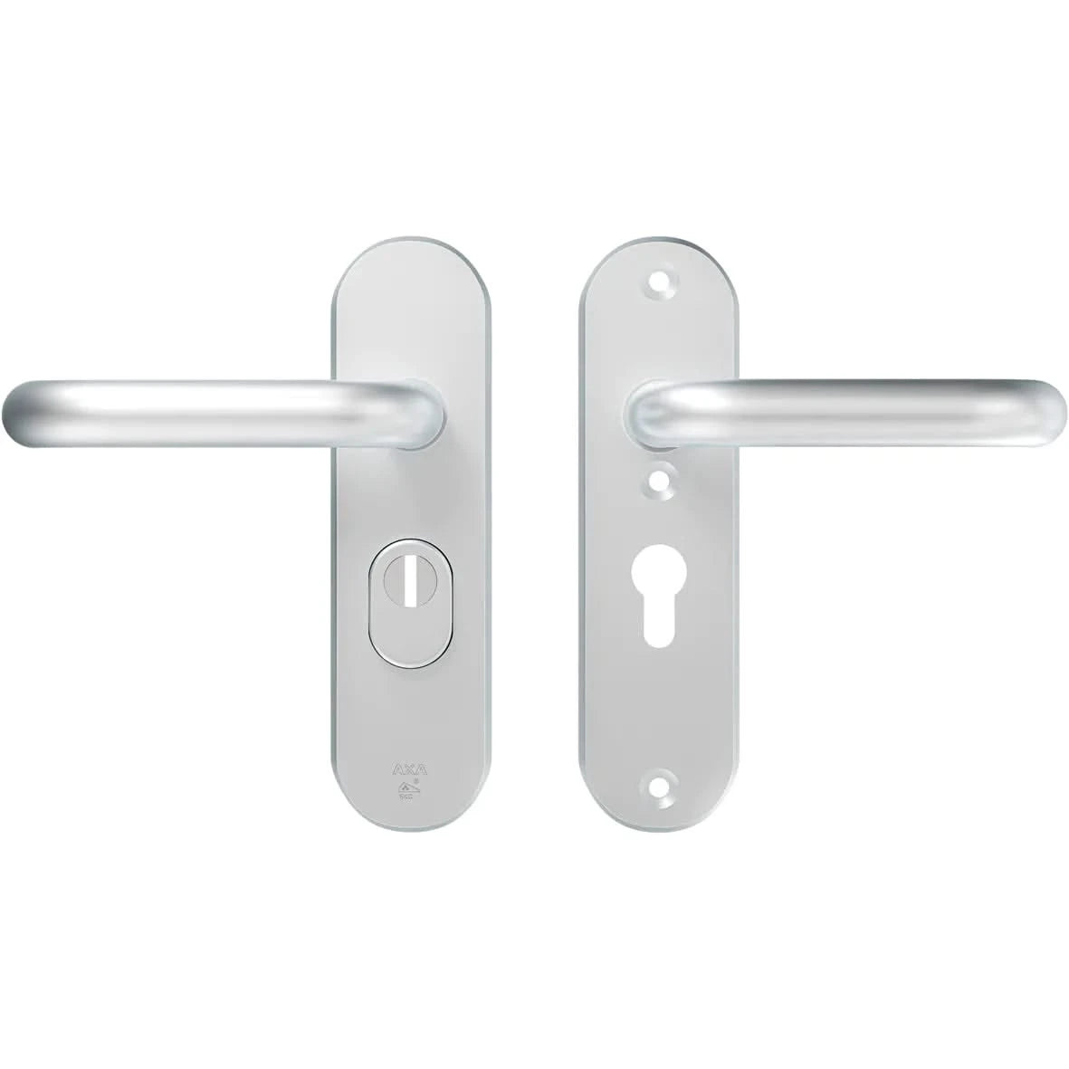 AXA | Veiligheidsbeslag Oval Plus | Kort kruk U | PC55 | Anti-kerntrek | Aluminium naturel