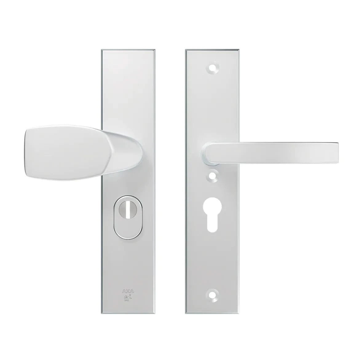 Veiligheidsbeslag Edge Plus Wing-knop+kruk Blok PC55 anti-kerntrek/omkeerbaar/252x52x12/alu. F1/SKG3 - Deurbeslag-expert