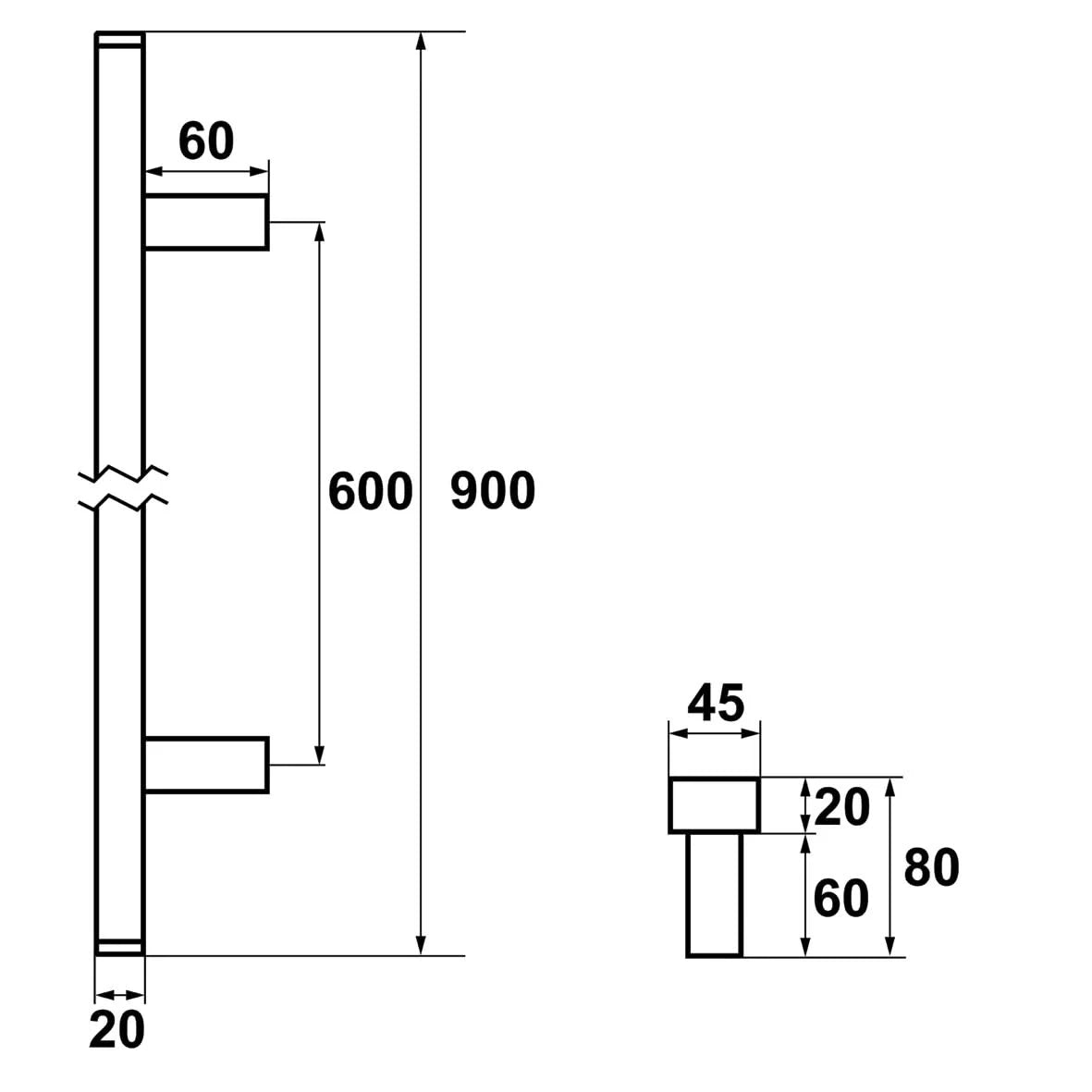 AXA Deurgreep Amsterdam recht 900 Aluminum
