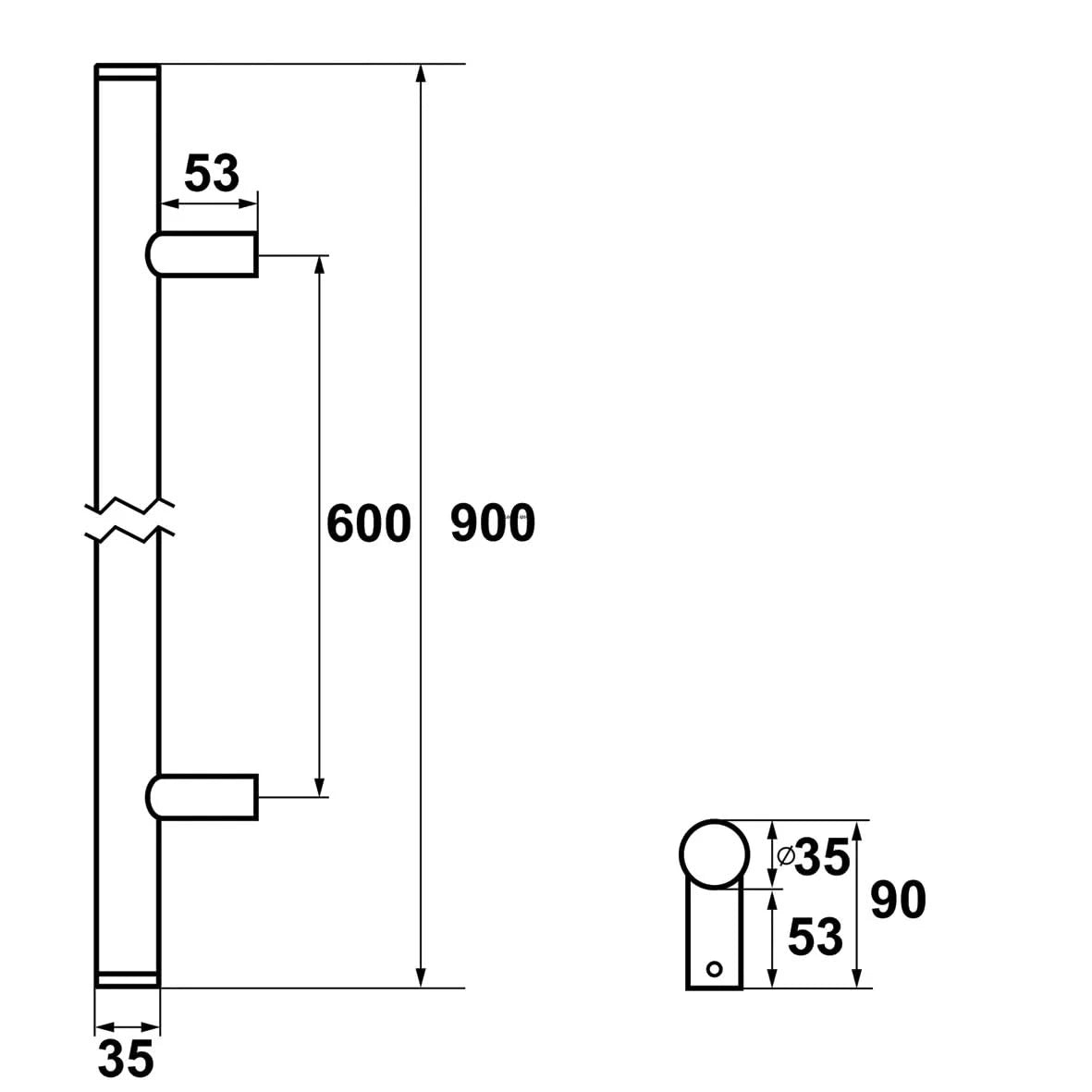 AXA Deurgreep Montreal recht 900 Aluminum