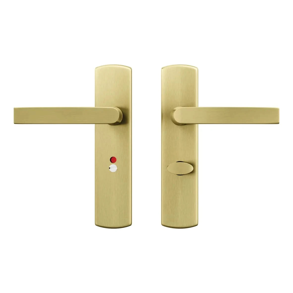 AXA Binnendeurbeslag Curve Klik kruk Toilet 63-8 Goud – Deurkruk op schild toilet