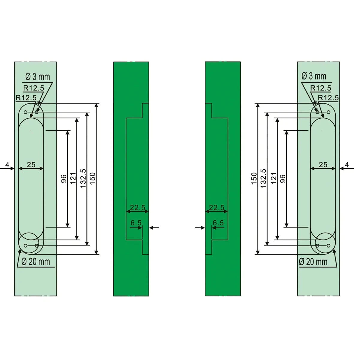 AXA Verdekte scharnier 177x28mm zwart 1910-3D - Deurbeslag-expert