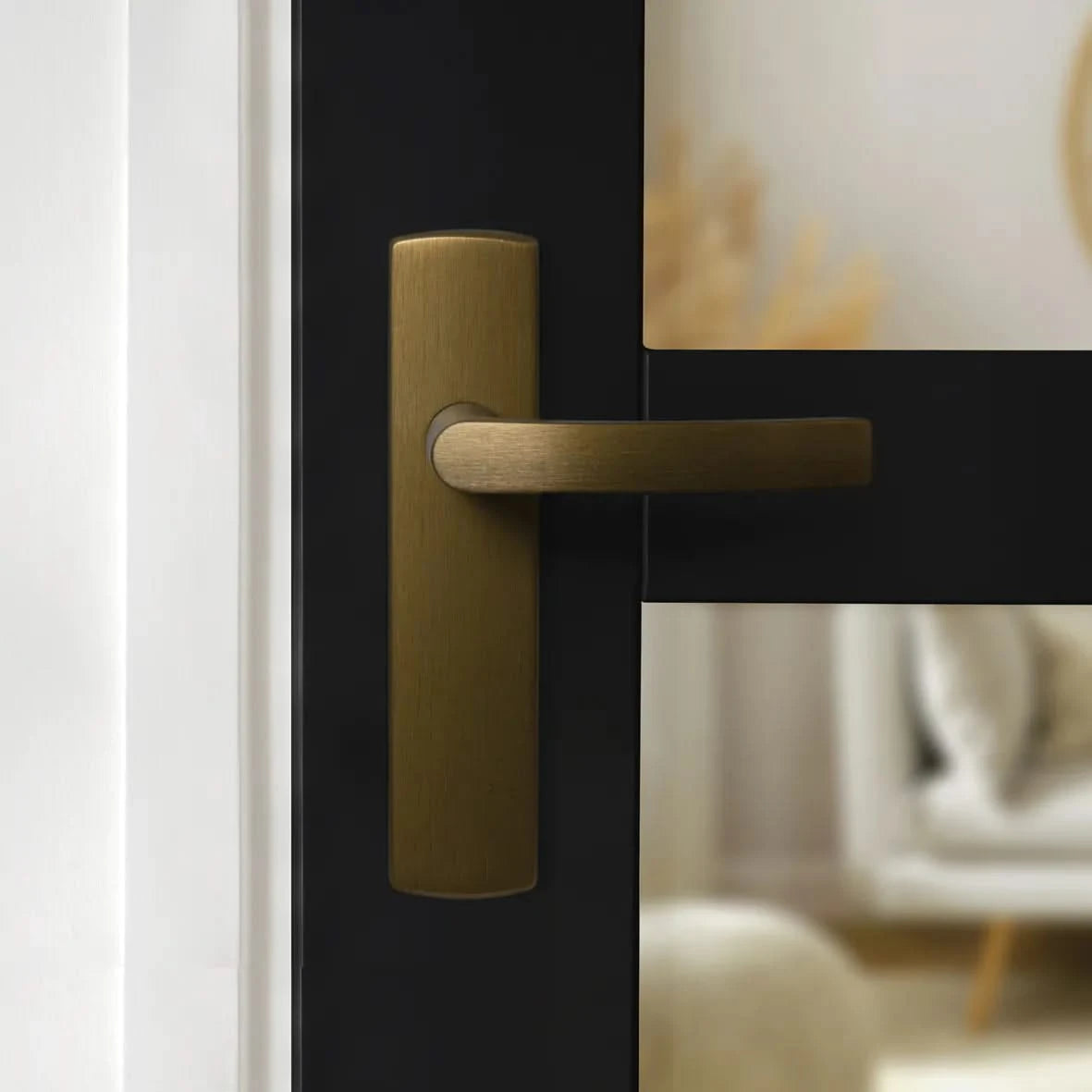Axa Binnendeurbeslag Curve Klik kruk Blok op zwarte rechtsdraaiende deur