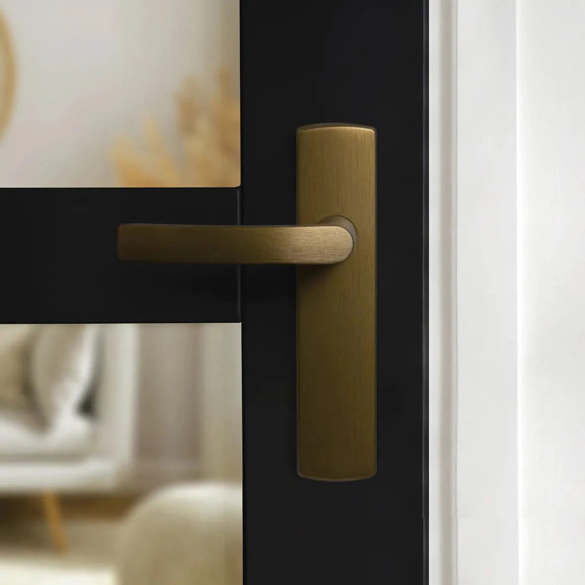 Axa Binnendeurbeslag Curve Klik kruk Blok op zwarte linksdraaiende deur.