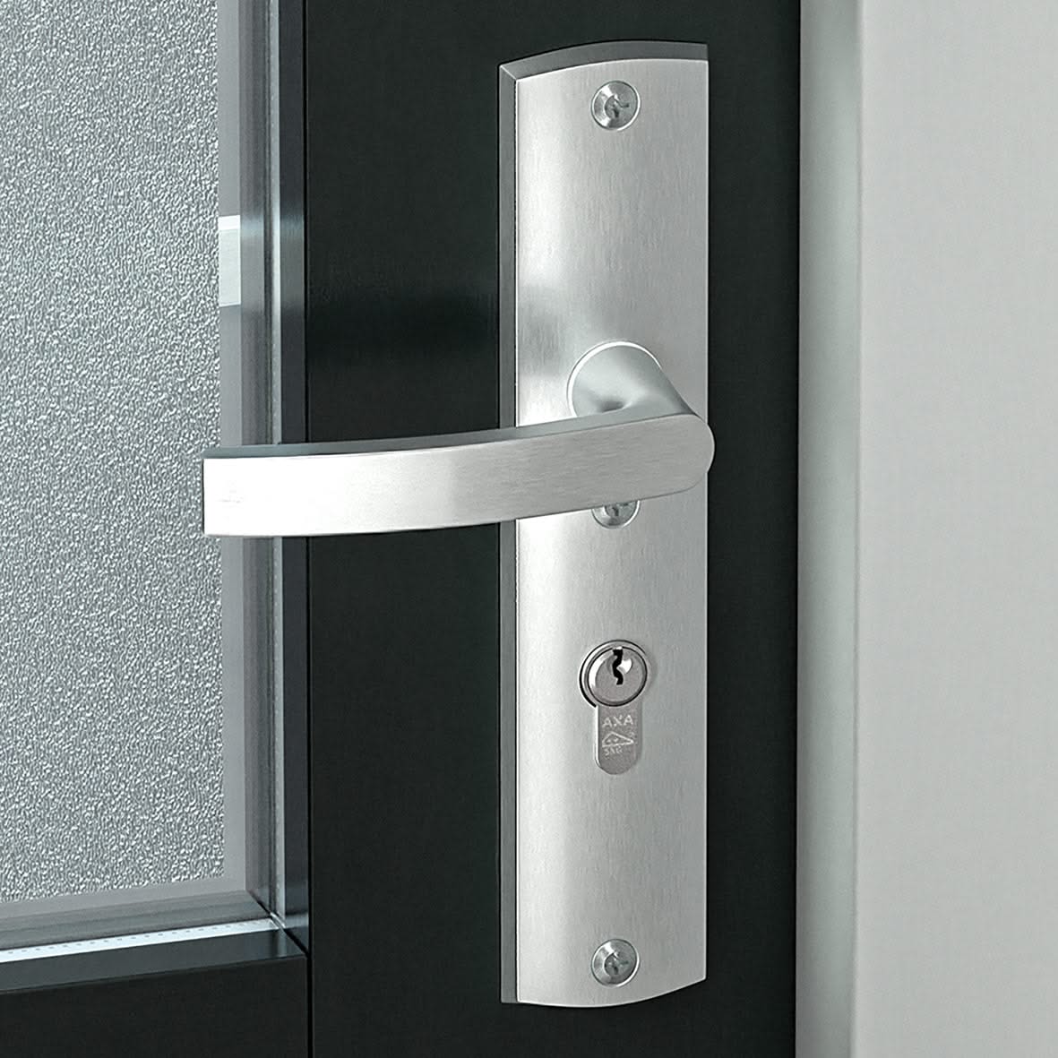 AXA | Veiligheidsbeslag Curve Plus | Kruk Blok | PC55 | Anti-kerntrek | Aluminium naturel - Deurbeslag-expert