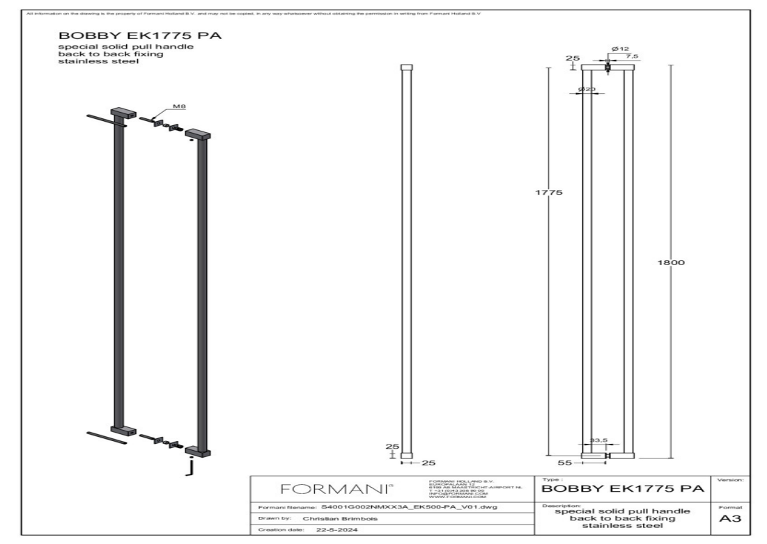 Formani | EK500 PA | Set grepen | PVD mat zwart
