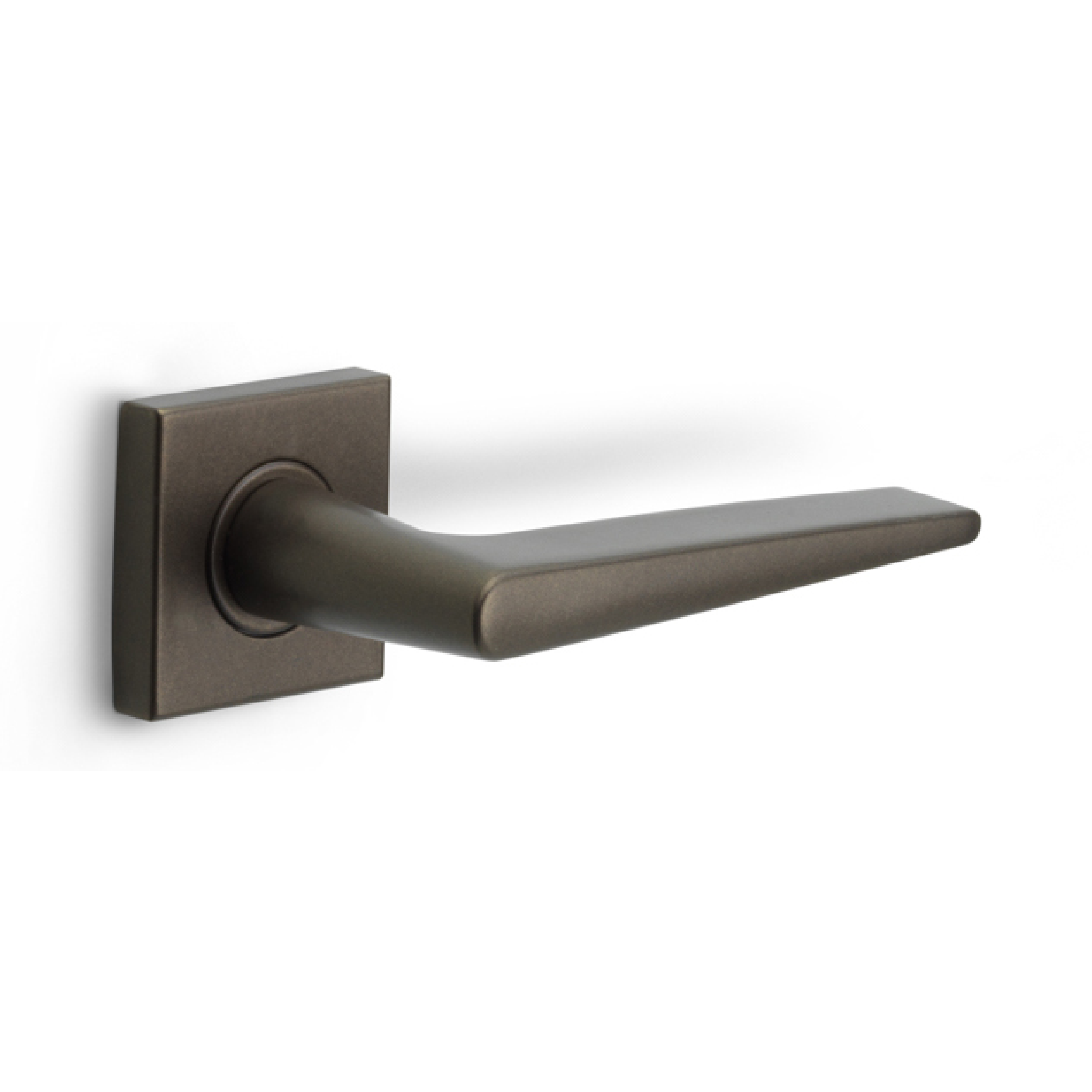 Formani deurkruk BASIC LB21G/BSQ op vierkant rozet brons – vooraanzicht