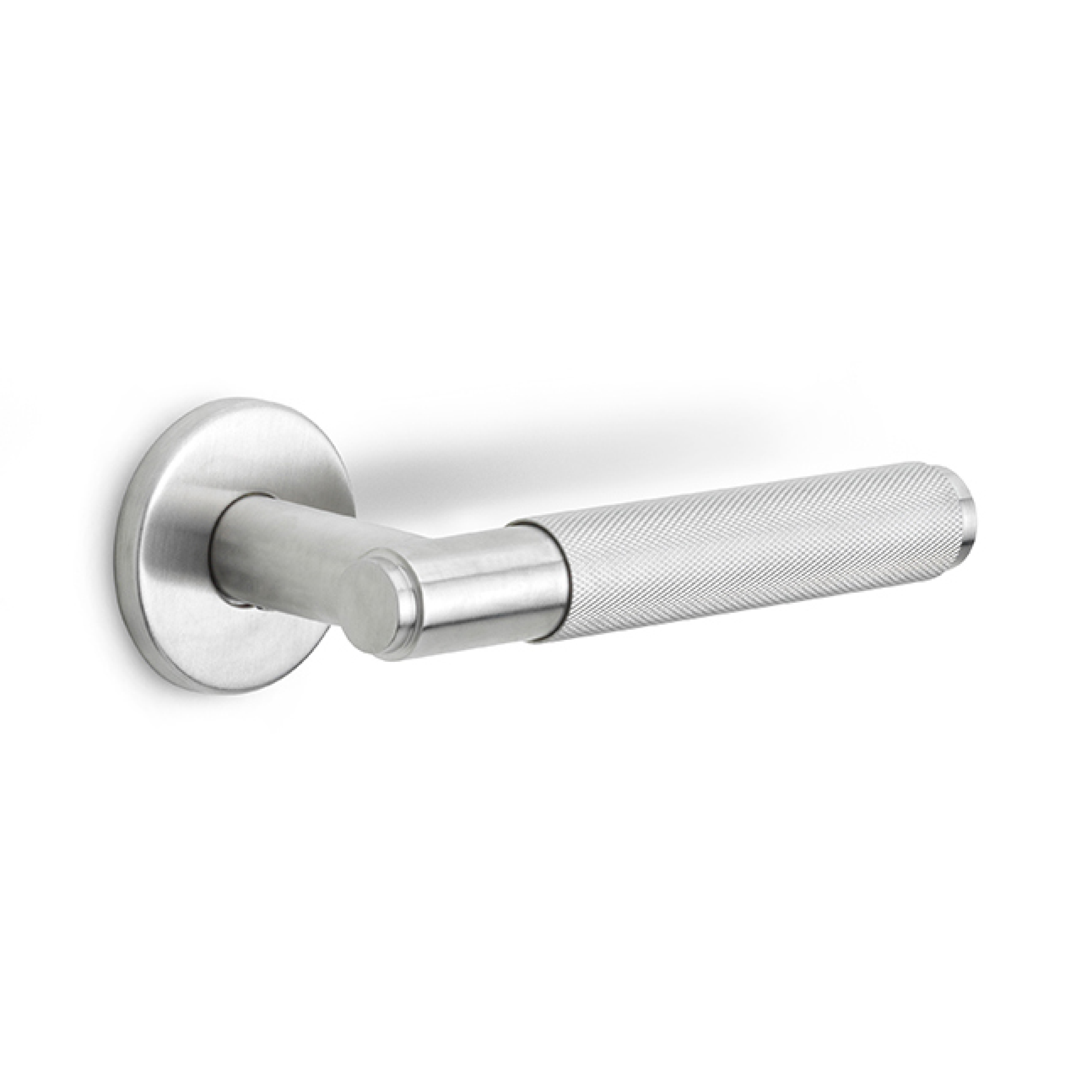 Deurkruk Formani | BASICS | LB5-22 | ronde rozet | RVS Geborsteld - Deurbeslag-expert