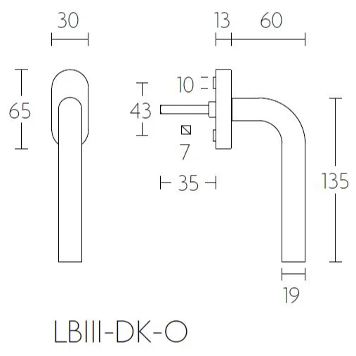 Formani LB3-DK-O draaikiepgarnituur niet afsluitbaar mat roestvast staal rechts/ links draaiend